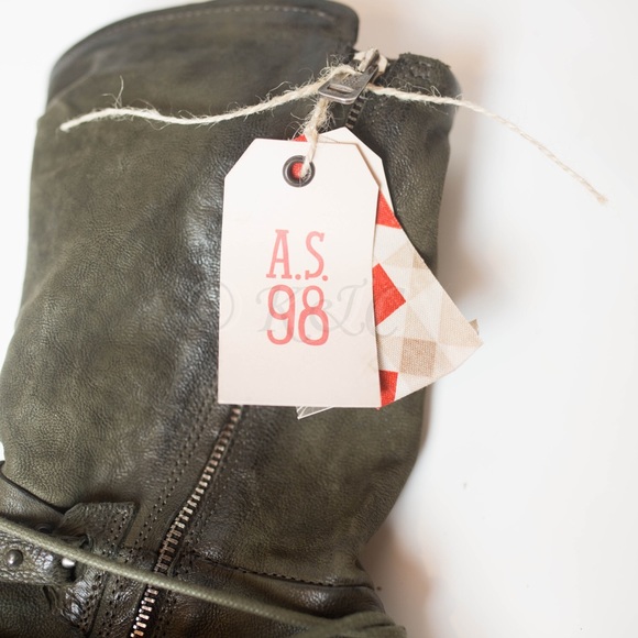 A.S.98 Steely Green Gray Mid-Calf Leather Boot 39 - Picture 6 of 7